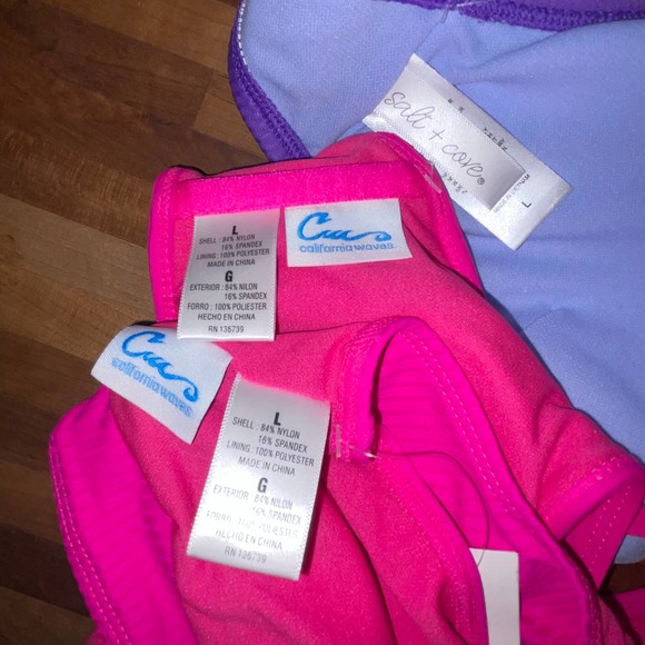 California waves 3 piece bikini set, pink/ purple large - Picture 8 of 12
